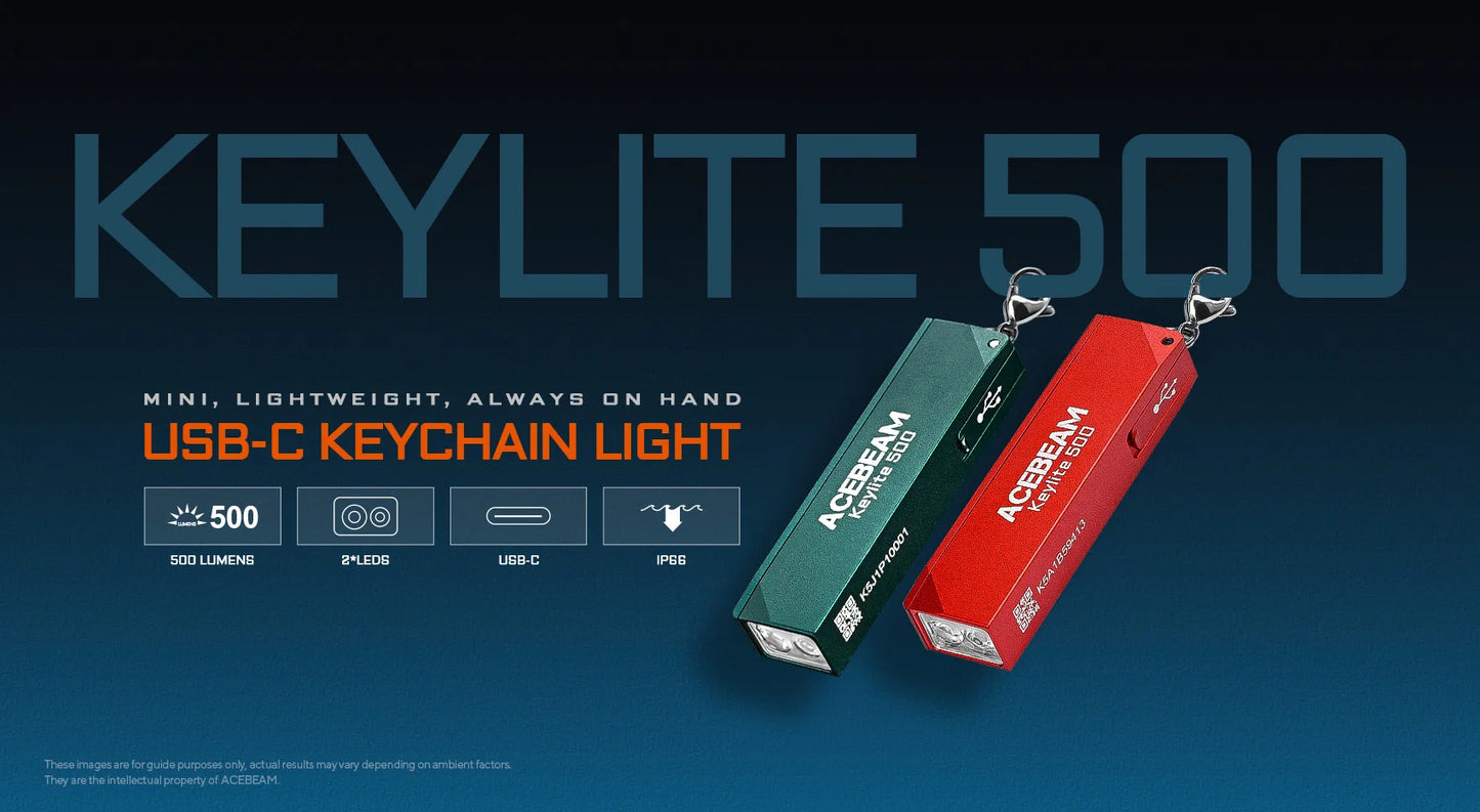 Keylite 500 Rechargeable Keychain Flashlight – 500 Lumens USB-C Mini EDC Torch