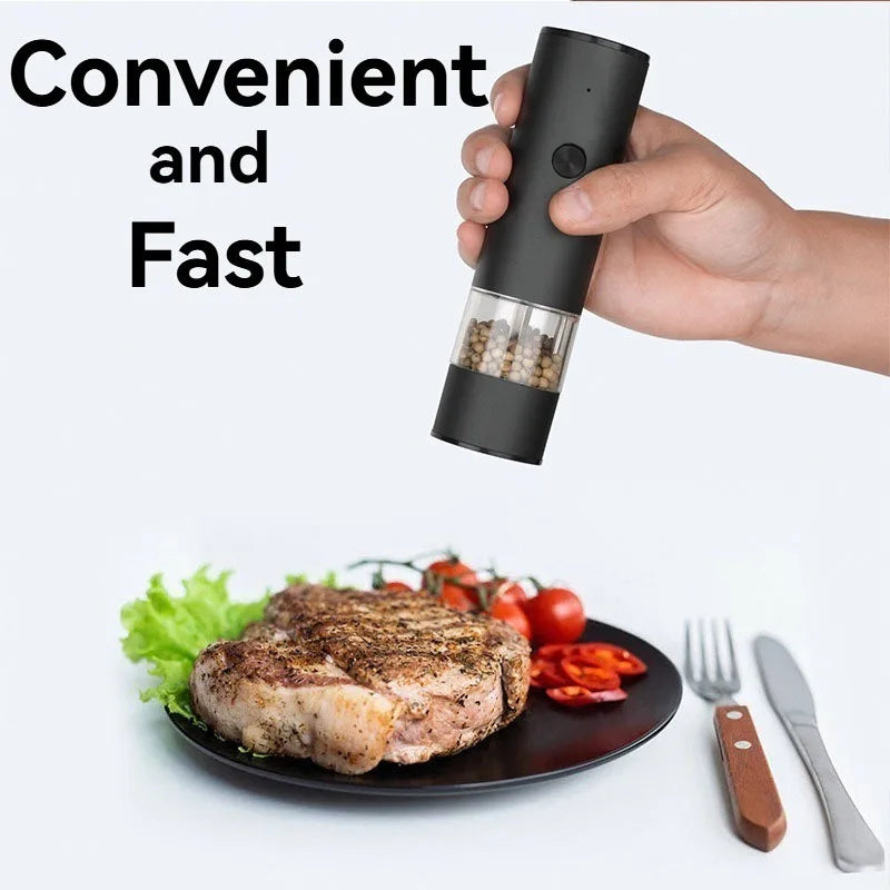 Electric Salt & Pepper Grinder – USB Rechargeable Automatic Spice Mill with Adjustable Grind
