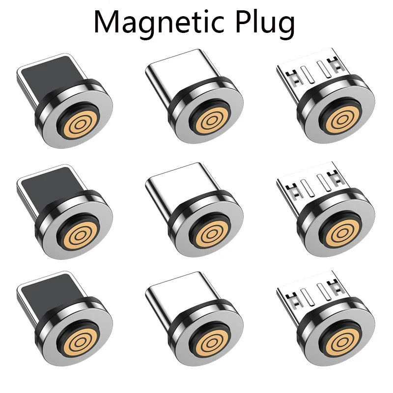 5PCS Magnetic Cable Plug Set – 7-Pin Fast Charging Adapter Tips (Lightning / Type-C / Micro USB)
