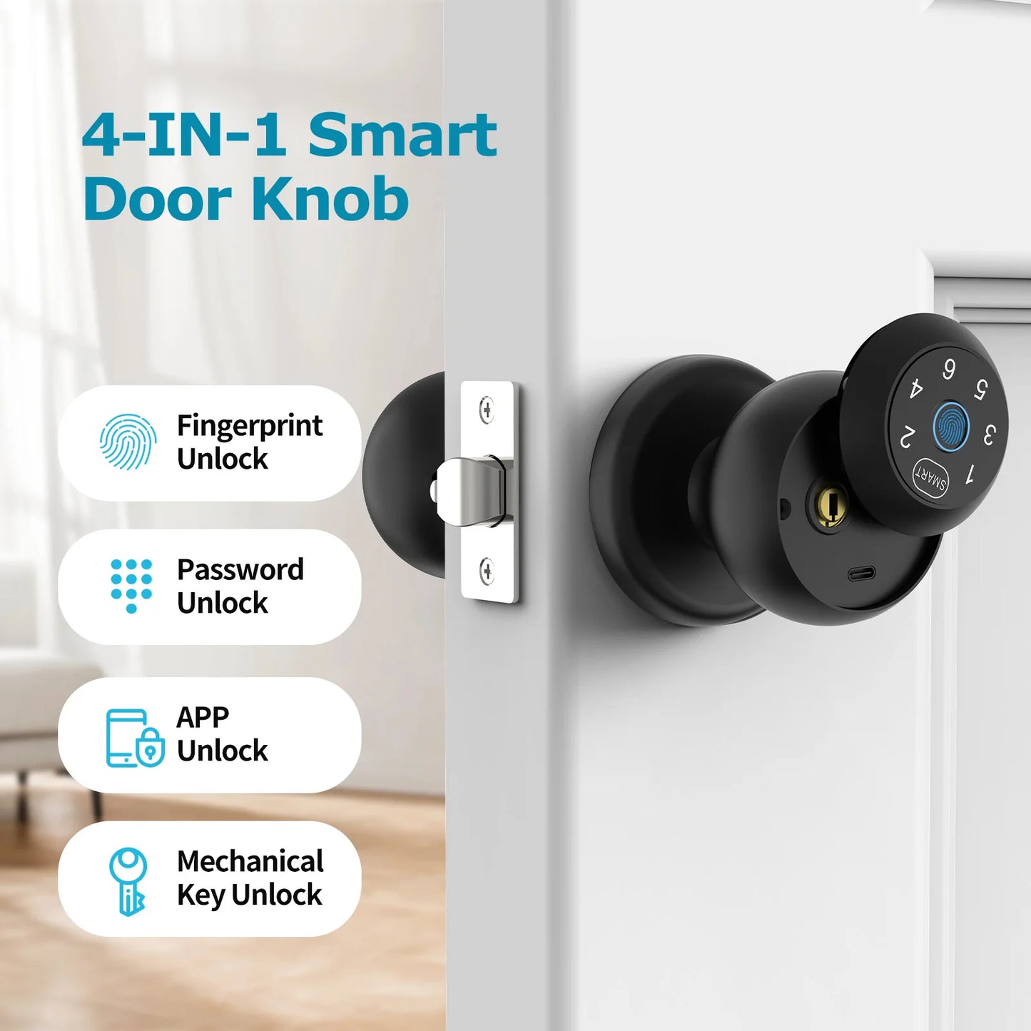 Viladepot D2 Smart Fingerprint Door Lock – Tuya Bluetooth App, Password & Key Unlock