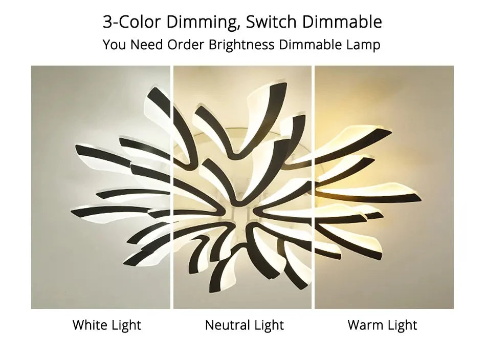 JAYGIY LIGHT Butterfly LED Ceiling Light | Dimmable Remote Control, Modern White