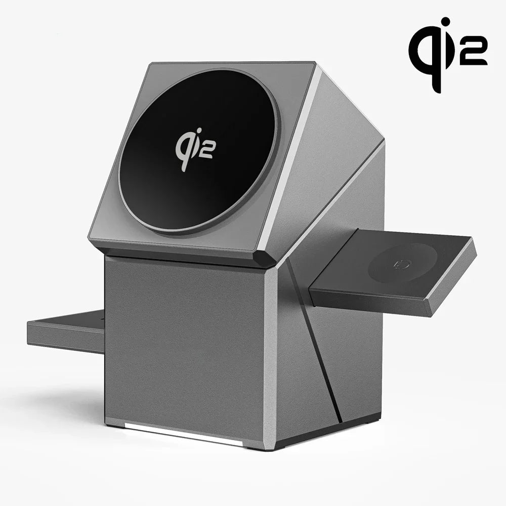 15W Qi2 Magnetic Wireless Charging Station for iPhone, Apple Watch & AirPods