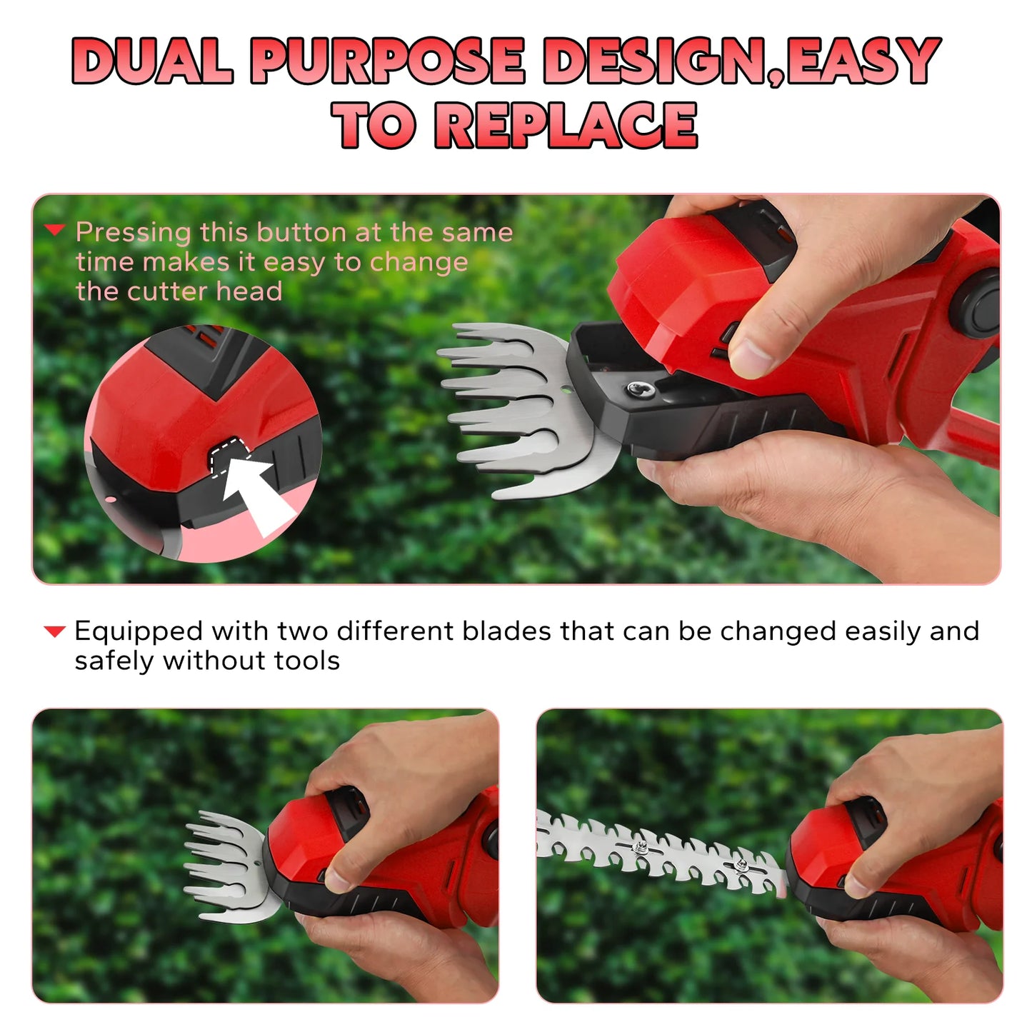 Cordless Hedge Trimmer 2-in-1 Electric Shrub Trimmer Kit Garden Tool for Milwaukee 18V Battery(No Battery)