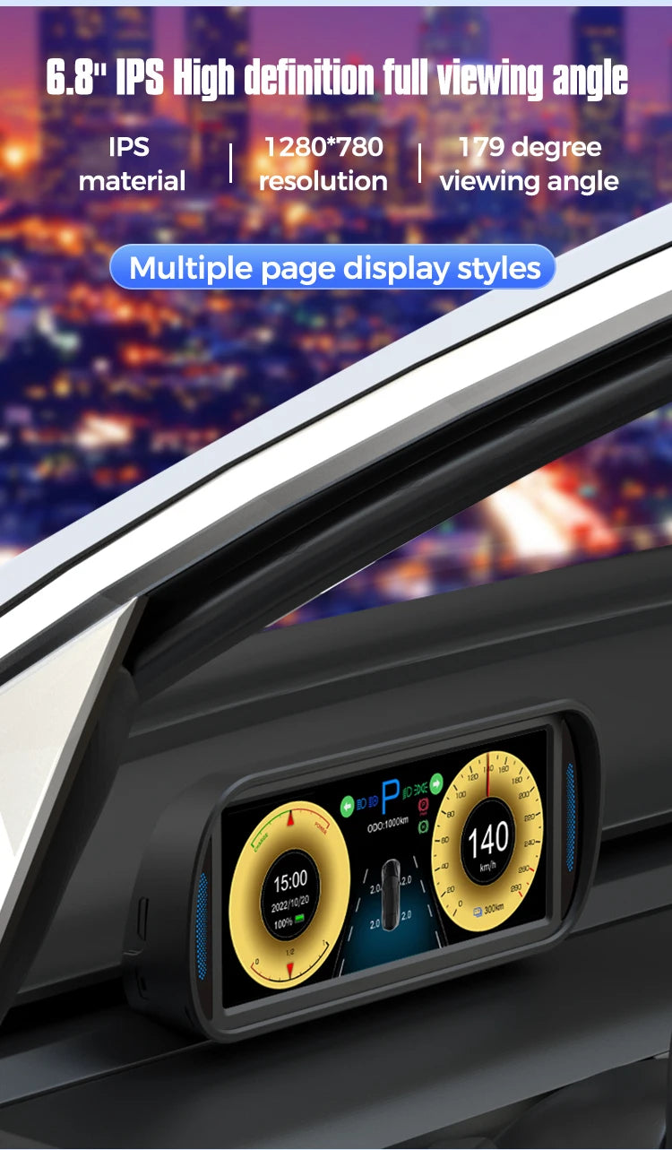 KWHUD 6.8″ Tesla Instrument Cluster HUD – HD IPS Dashboard Display for Model 3 & Model Y (2019–2022)