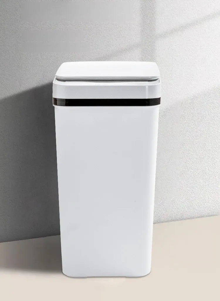 12L Automatic Induction Trash Can – Touchpad Sensor Bin with Motion Detection (White / Grey)