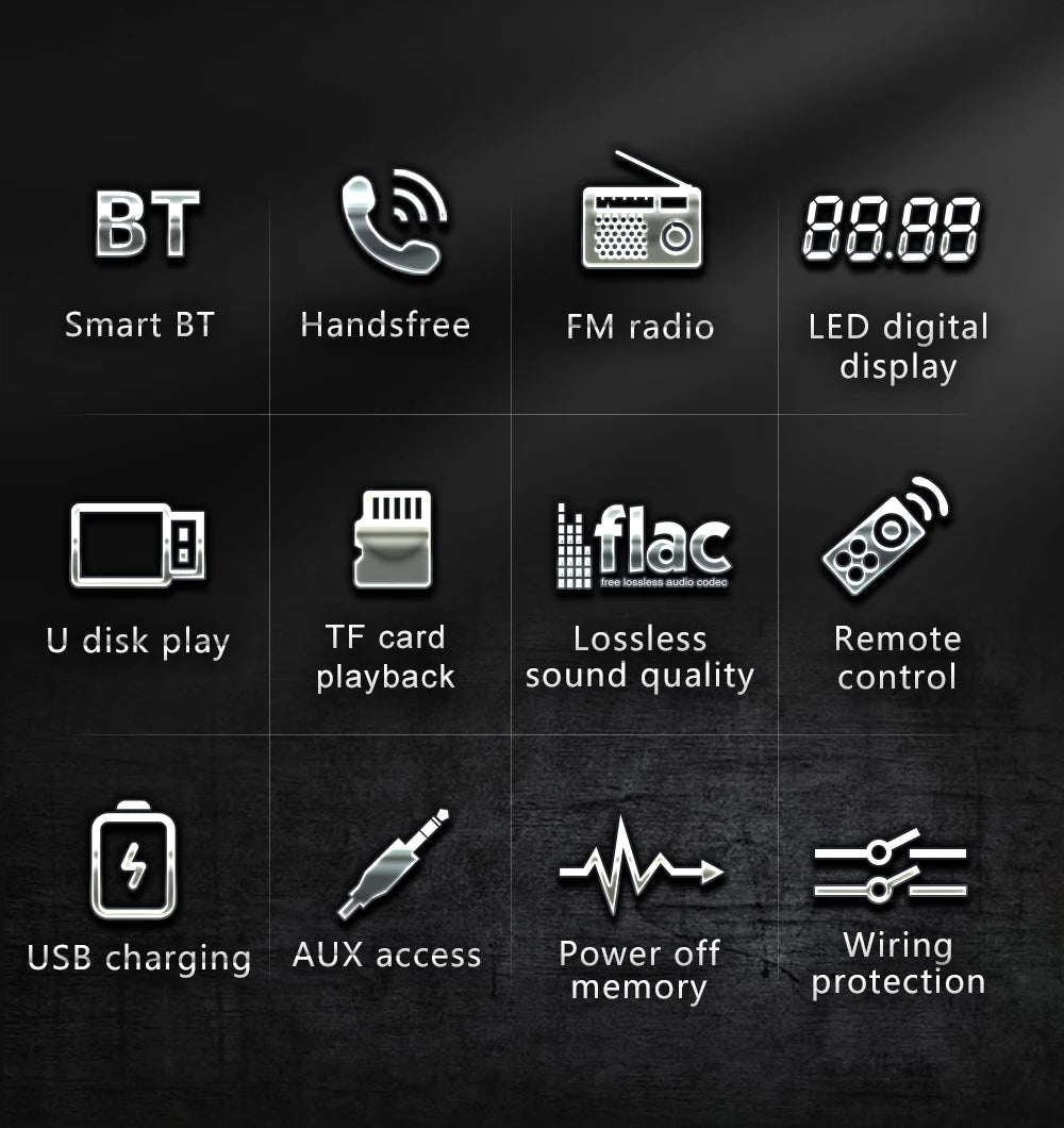 BQCC M11 Double Din Bluetooth Car Stereo – 60W×4 FM Radio, USB/SD MP3 Player, AUX Input & Voice Assistant