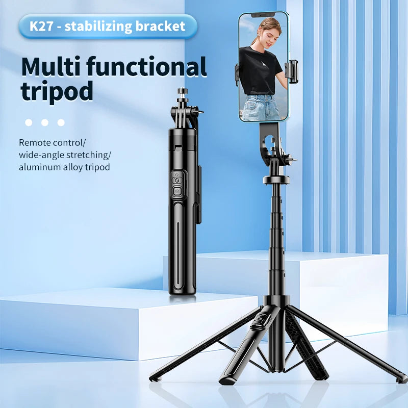 K27 1.3m Bluetooth Selfie Stick with Quad-Pod & Remote