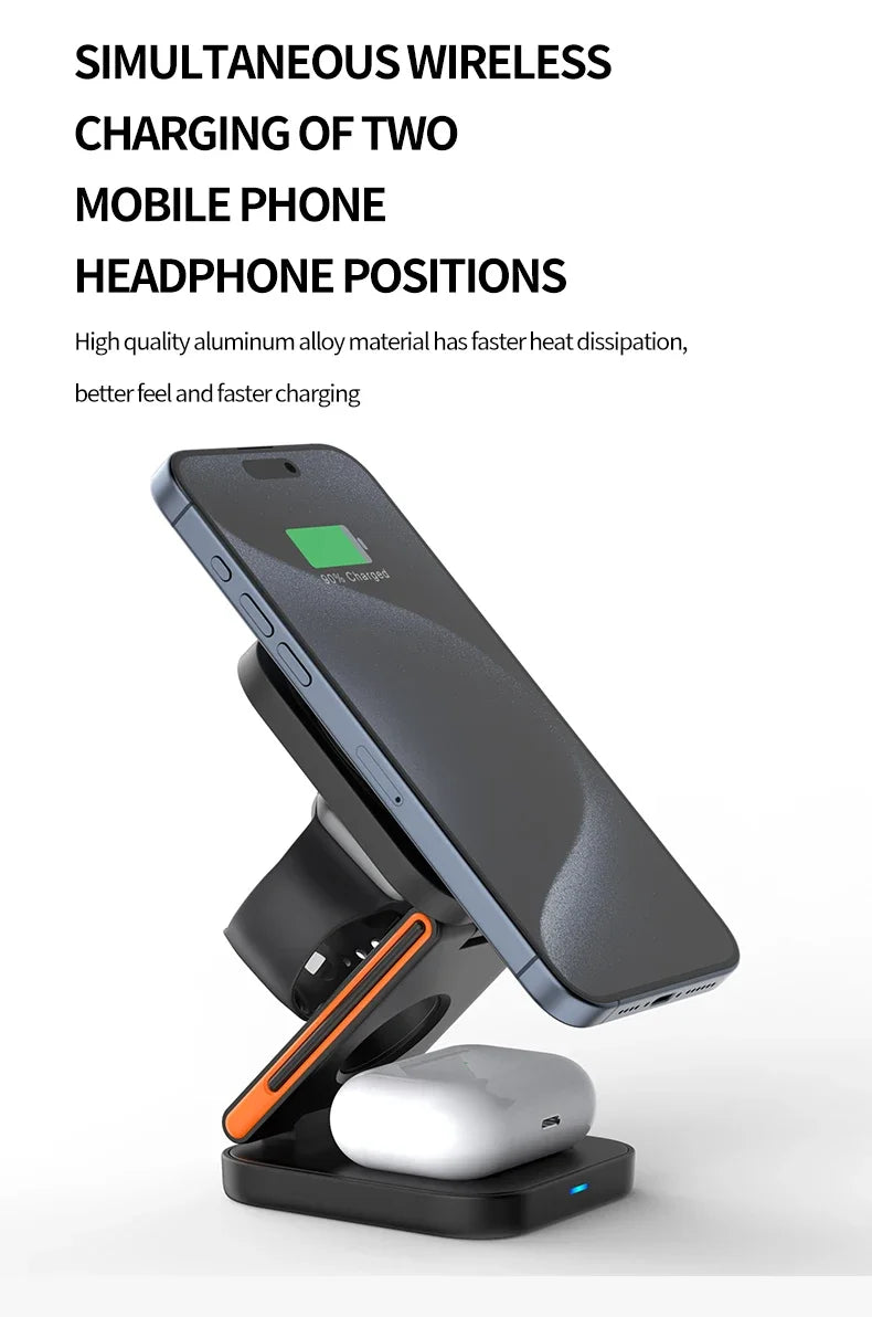 30W Magnetic Wireless Charger Stand – iPhone, Apple Watch & AirPods