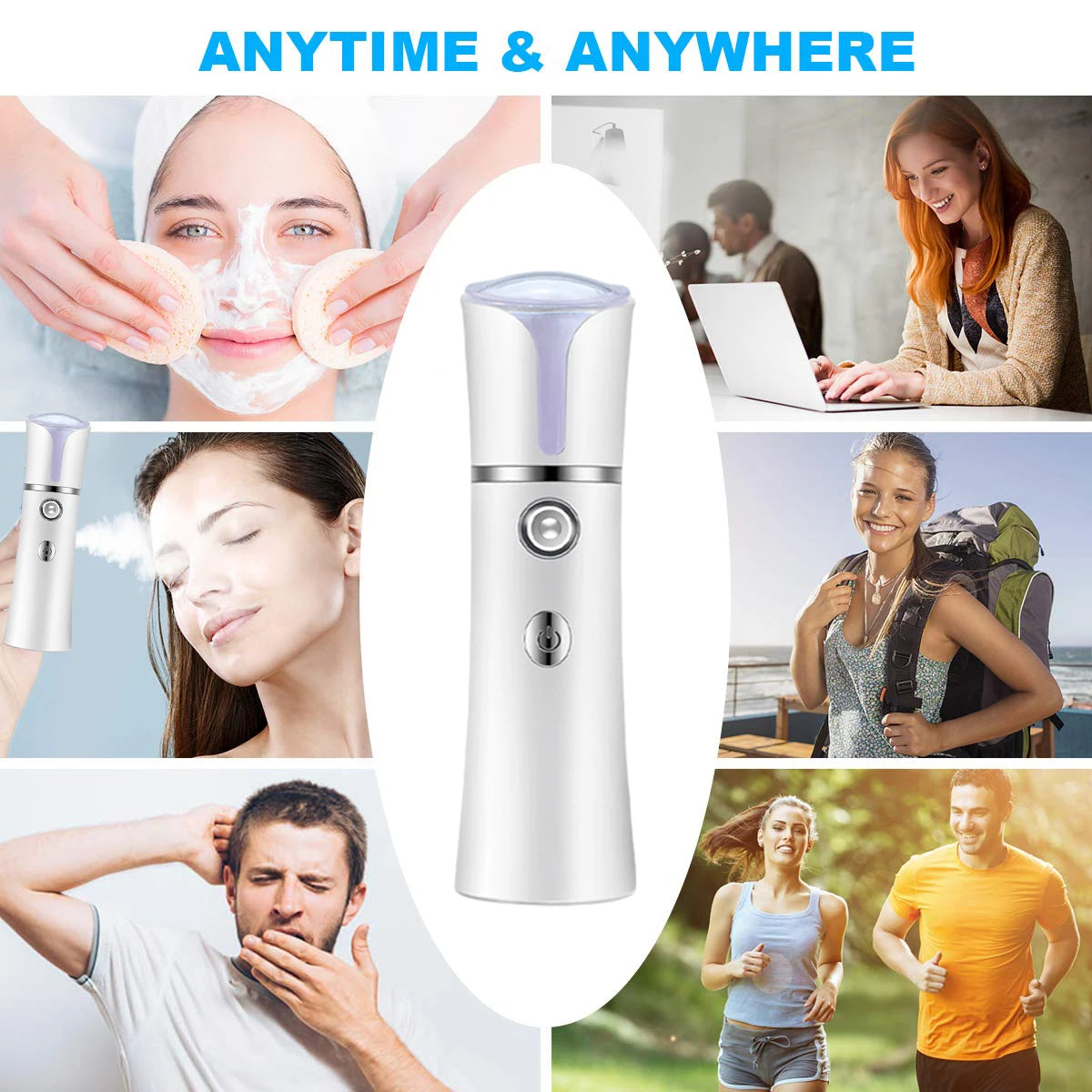 Portable Nano Face Steamer – USB Rechargeable Cold Mist Skin Hydrator