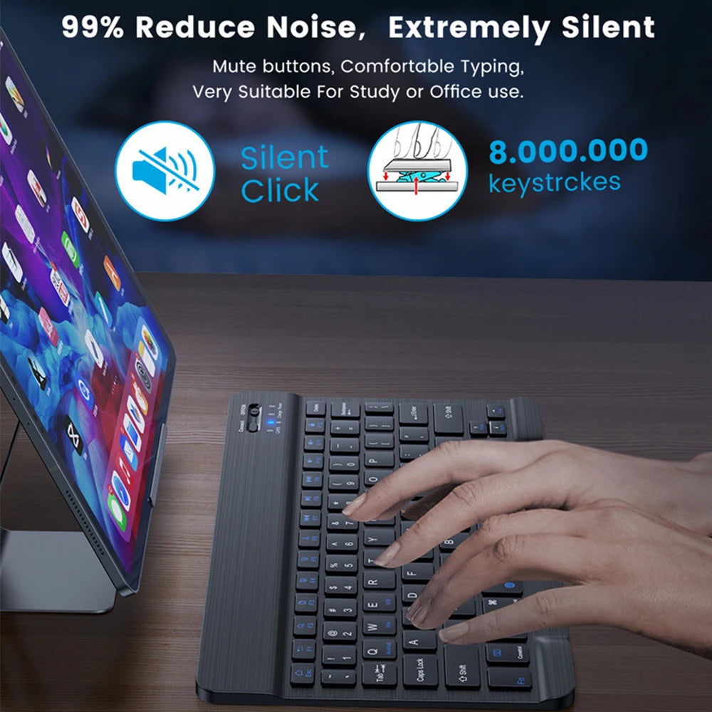 Bluetooth Keyboard with Wireless Mouse – Rechargeable, Home Office Ready
