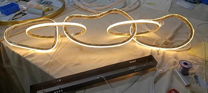 MZXFA Smart LED Pendant Light JLD0190 | Remote Dimmable, Modern Stainless Steel