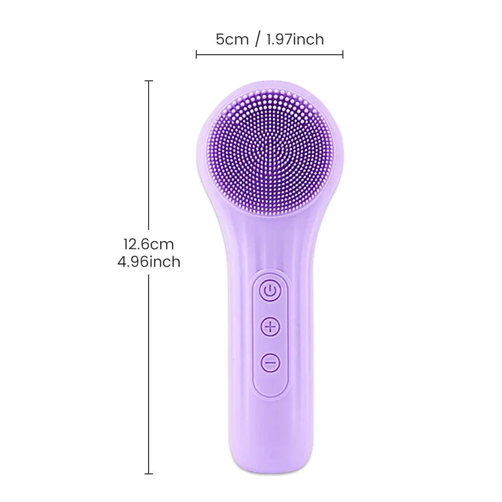 Rechargeable Sonic Silicone Facial Cleansing Brush – Heating Massage & Deep Clean Skincare Tool