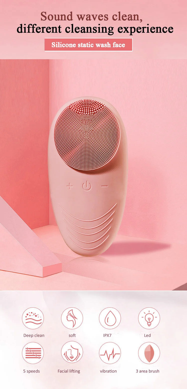 Sonic Facial Cleansing Brush – Deep Cleansing Silicone Face Scrubber