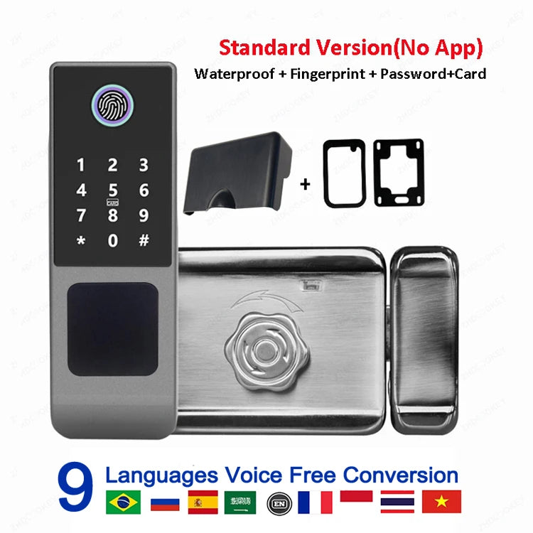 G23 Waterproof Smart Gate Lock – Fingerprint, Password, Card & Remote Unlock