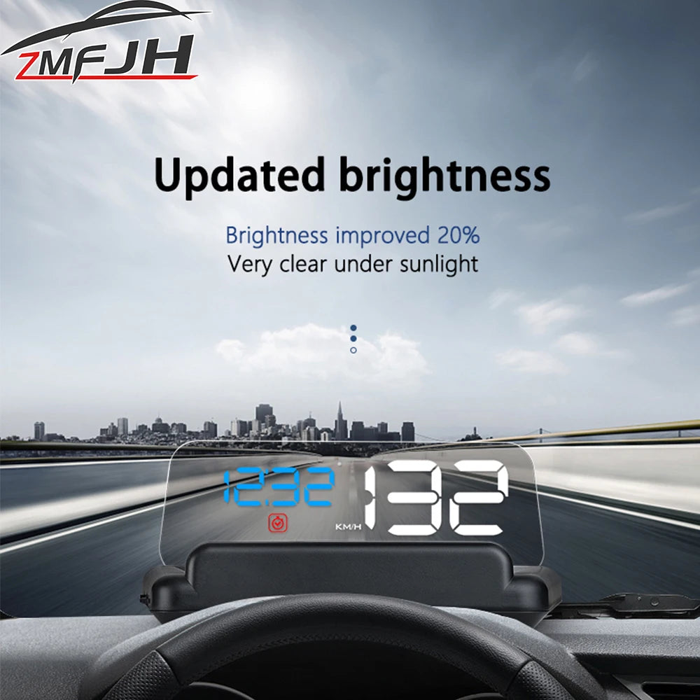 ZMFJH C500 OBD2 / T900 GPS Head-Up Display – Digital Speedometer with RPM, Fuel, Voltage & Alarm Alerts (KM/H & MPH)