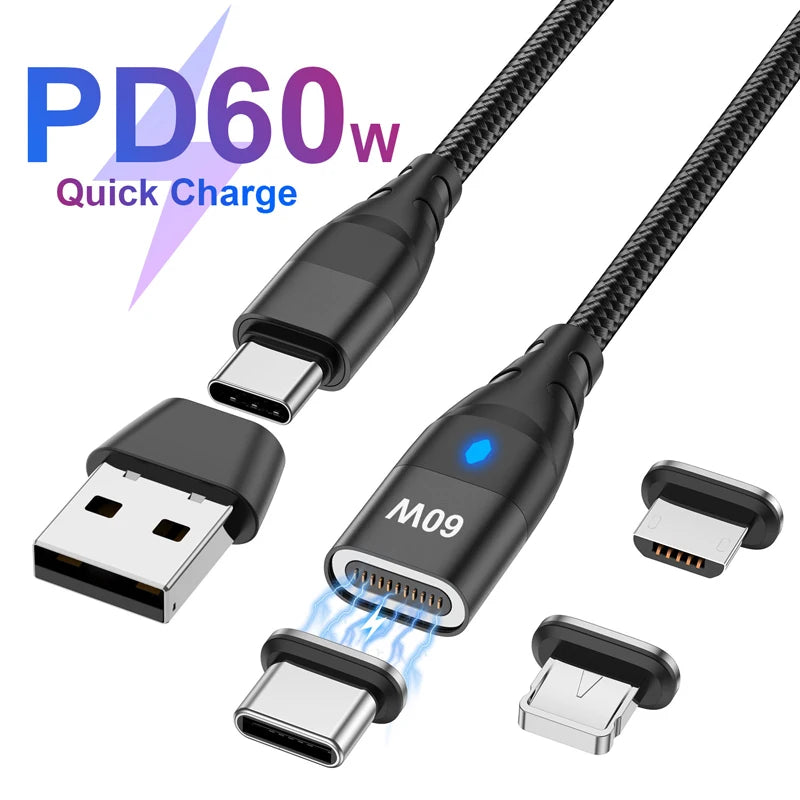 Nylon Braided 6-in-1 Charging Cable – QC3.0 Fast Charge & Data Sync (3A)