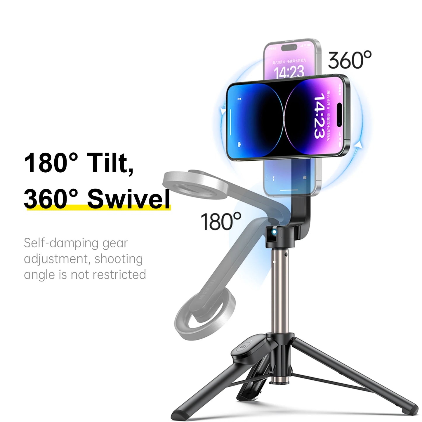 Magnetic Selfie Stick Tripod for iPhone – Bluetooth Remote & 360° Rotation