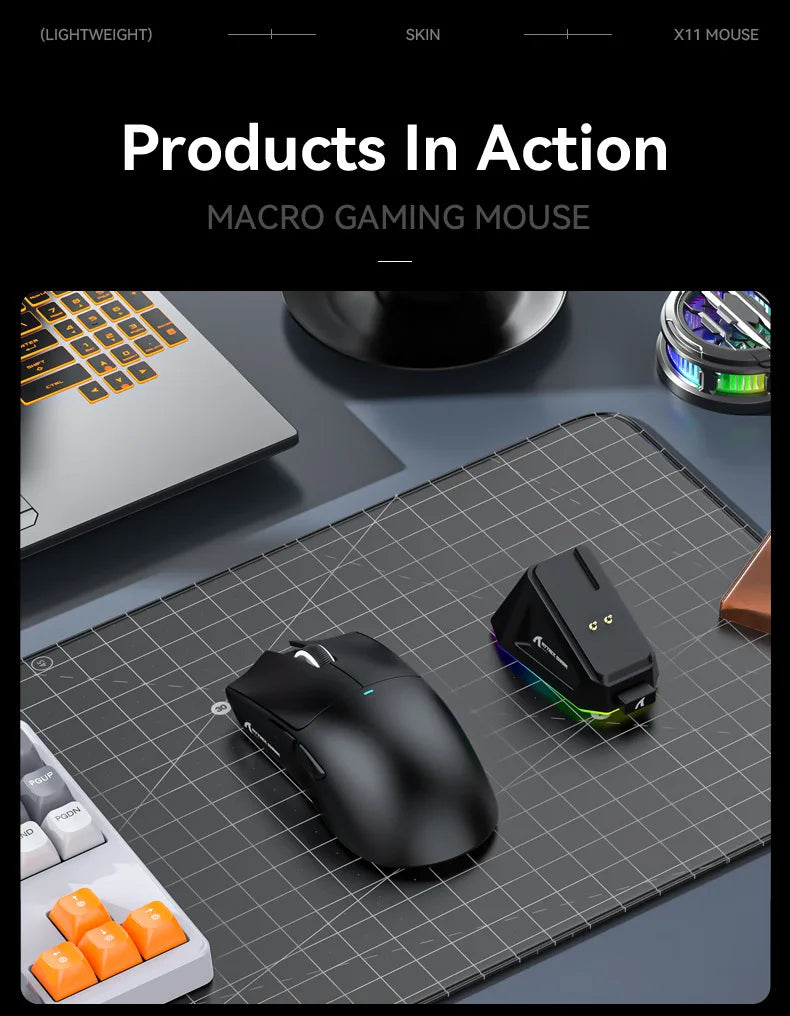 Attack Shark X11 Triple-Mode Wireless Gaming Mouse – PAW3395, 22,000 DPI, Magnetic Charging Dock