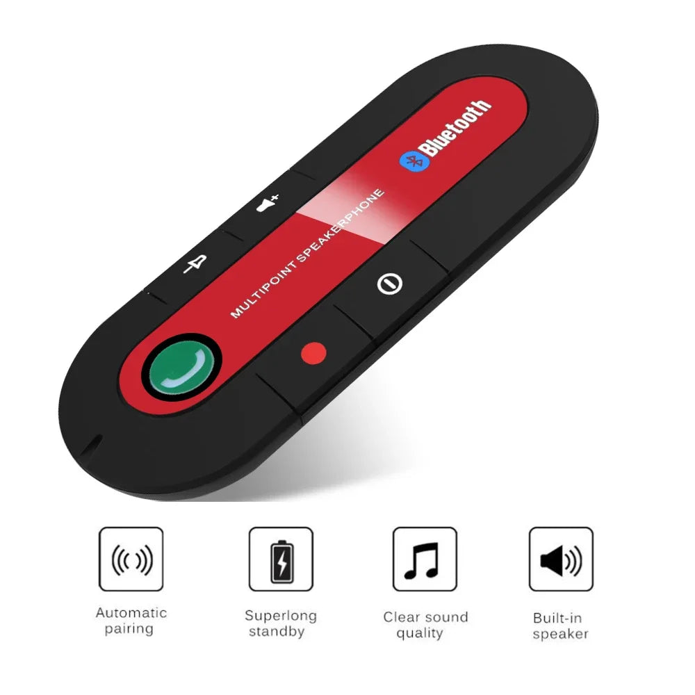 Car Sun Visor Bluetooth Speakerphone – Handsfree Calling Wireless Audio Receiver for Phone & Auto