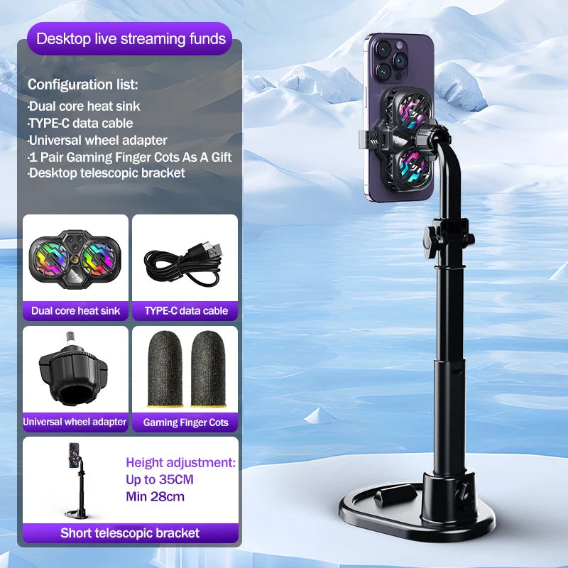 K11/K12 Mobile Live Streaming Radiator – Dual-Core Phone Cooler with Digital Display