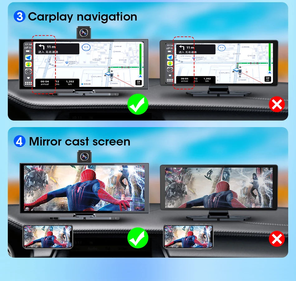 Develuck 11.26” 4K Smart Rearview Mirror Dash Cam with CarPlay & Android Auto