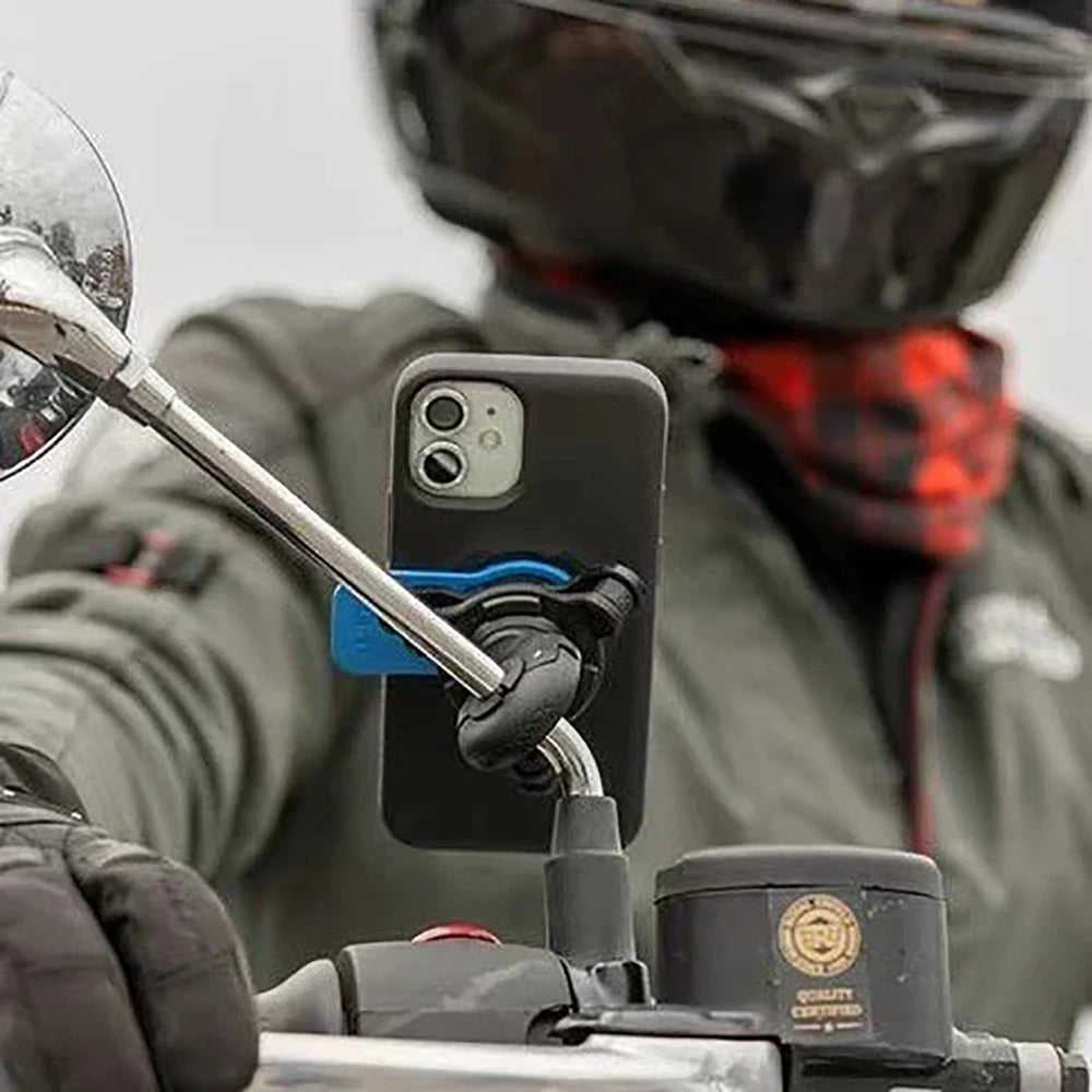360° Rotating Bicycle & Motorcycle Phone Holder – Shockproof Rear-View Mirror Mount (4.7–7.2″)