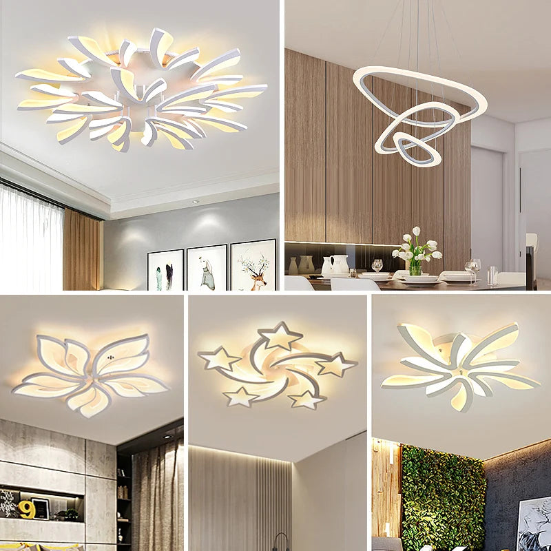 JAYGIY LIGHT Butterfly LED Ceiling Light | Dimmable Remote Control, Modern White