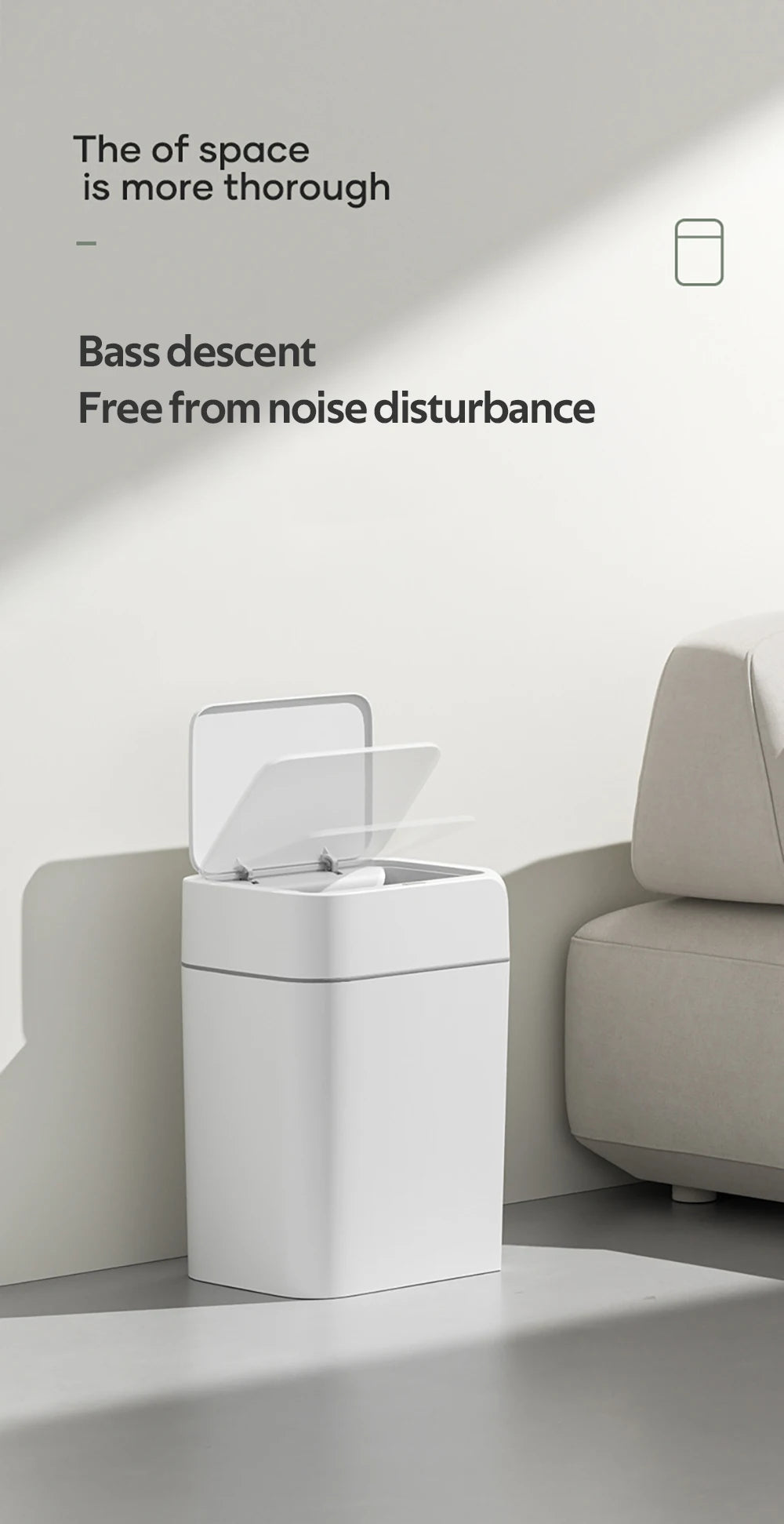 Smart Sensor Trash Can – Dual Induction Wave & Knee Open Bin (12L / 16L)