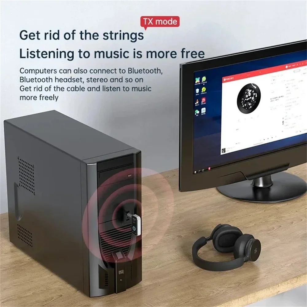 ICANING T67 Bluetooth 5.3 Audio Transmitter & Receiver – 2-in-1 Hi-Fi Wireless AUX Adapter for Car, TV, PC & Headphones