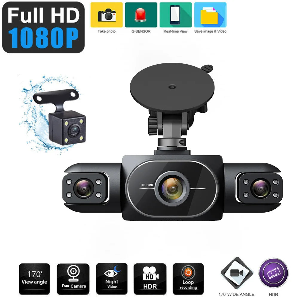 Baideluo 360° 4-Camera Dash Cam – Full Coverage Parking Guard & Night Vision DVR