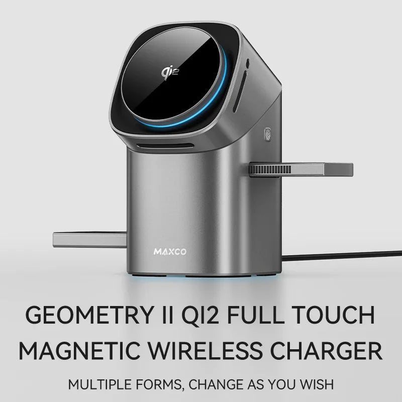 Maxco MW15 Qi2 Auto Rotate Magnetic Wireless Charging Stand – 3-in-1 Fast Charge