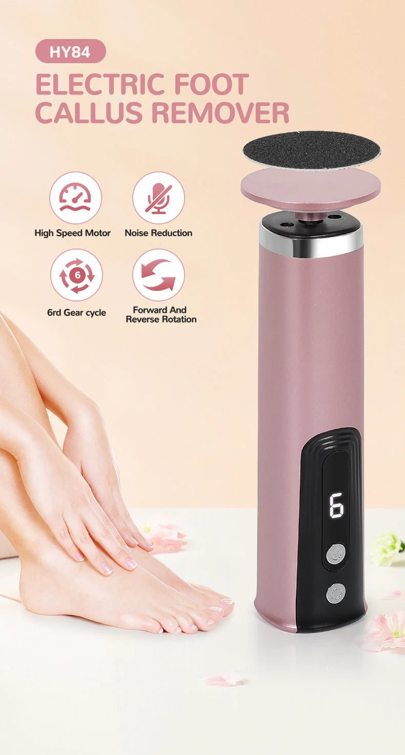 Electric Foot Callus Remover – 6-Speed Rechargeable Foot Grinder with LCD & Sandpaper Set