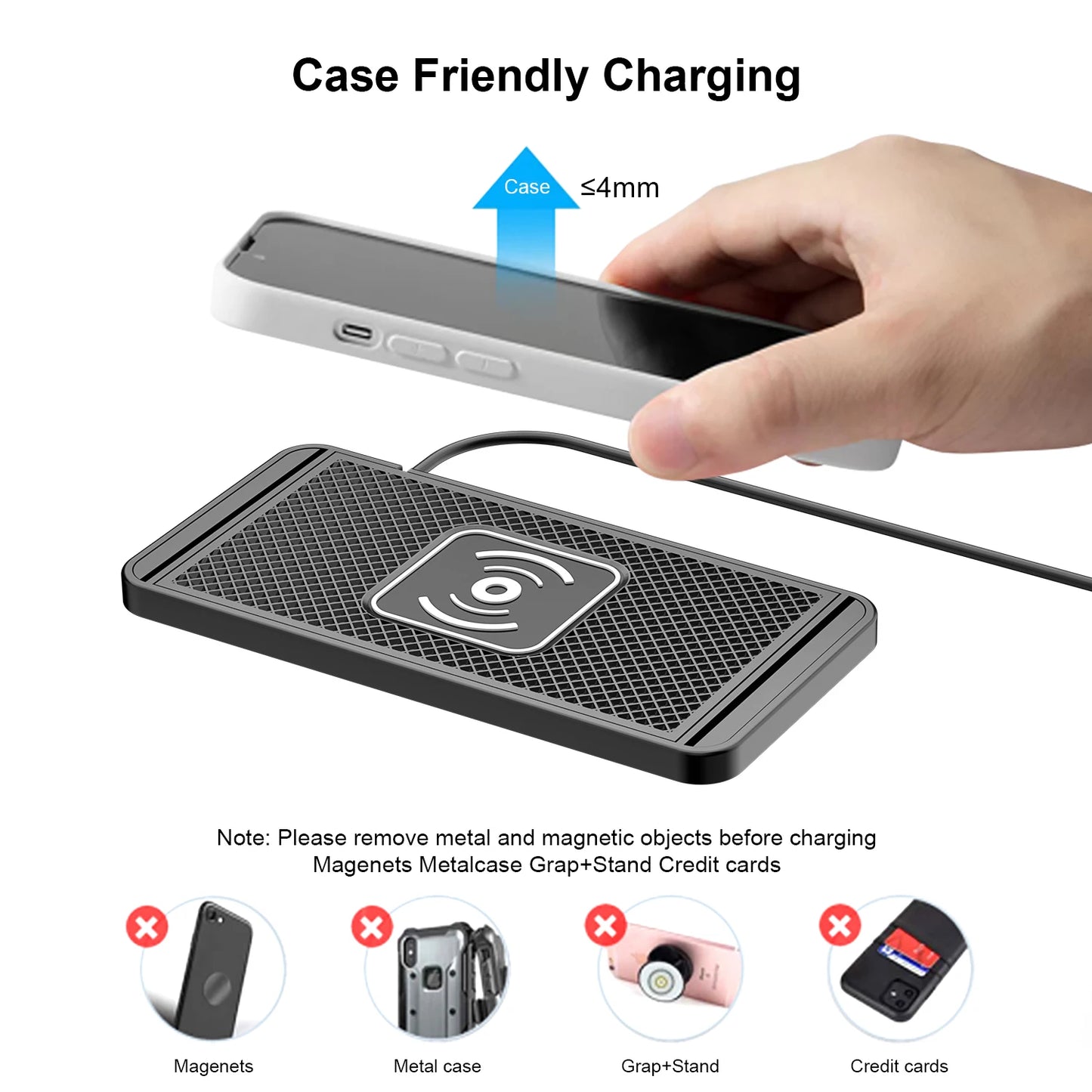 Universal 20W Car Wireless Charging Pad | Silicone Non-Slip Fast Charging Mat
