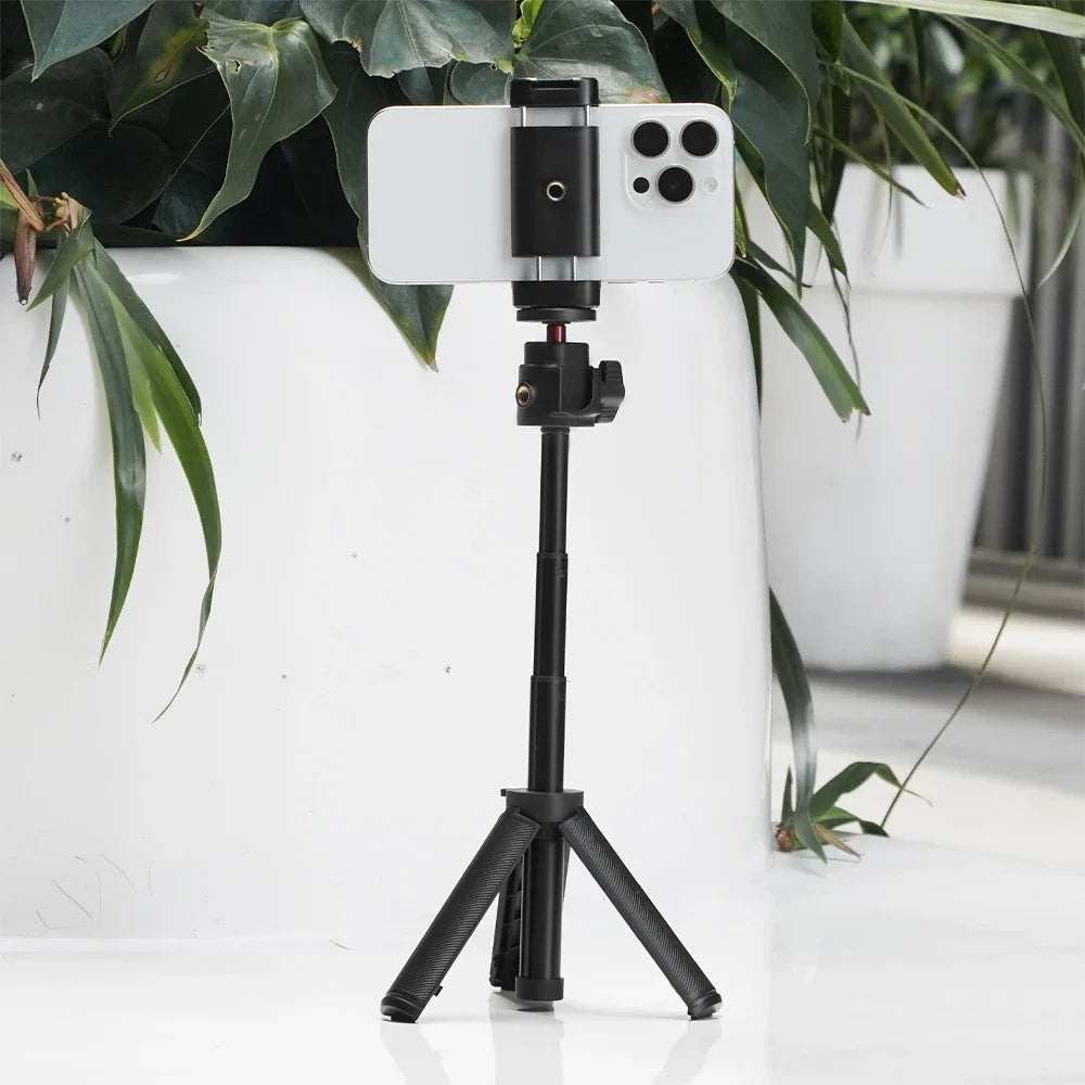 Adjustable Selfie Stick Tripod – Mini Table Tripod with Cold Shoe for GoPro & Insta360