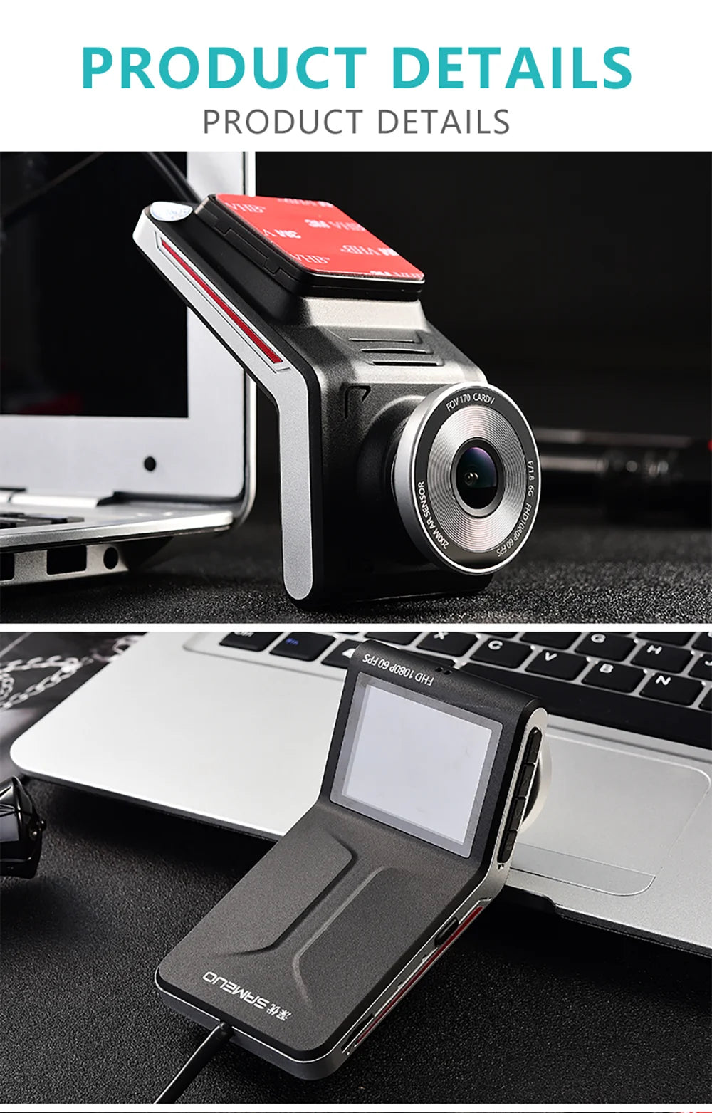 Sameuo U2000 4K Dash Cam – Front & Rear Car DVR with WiFi, Night Vision & Parking Monitor