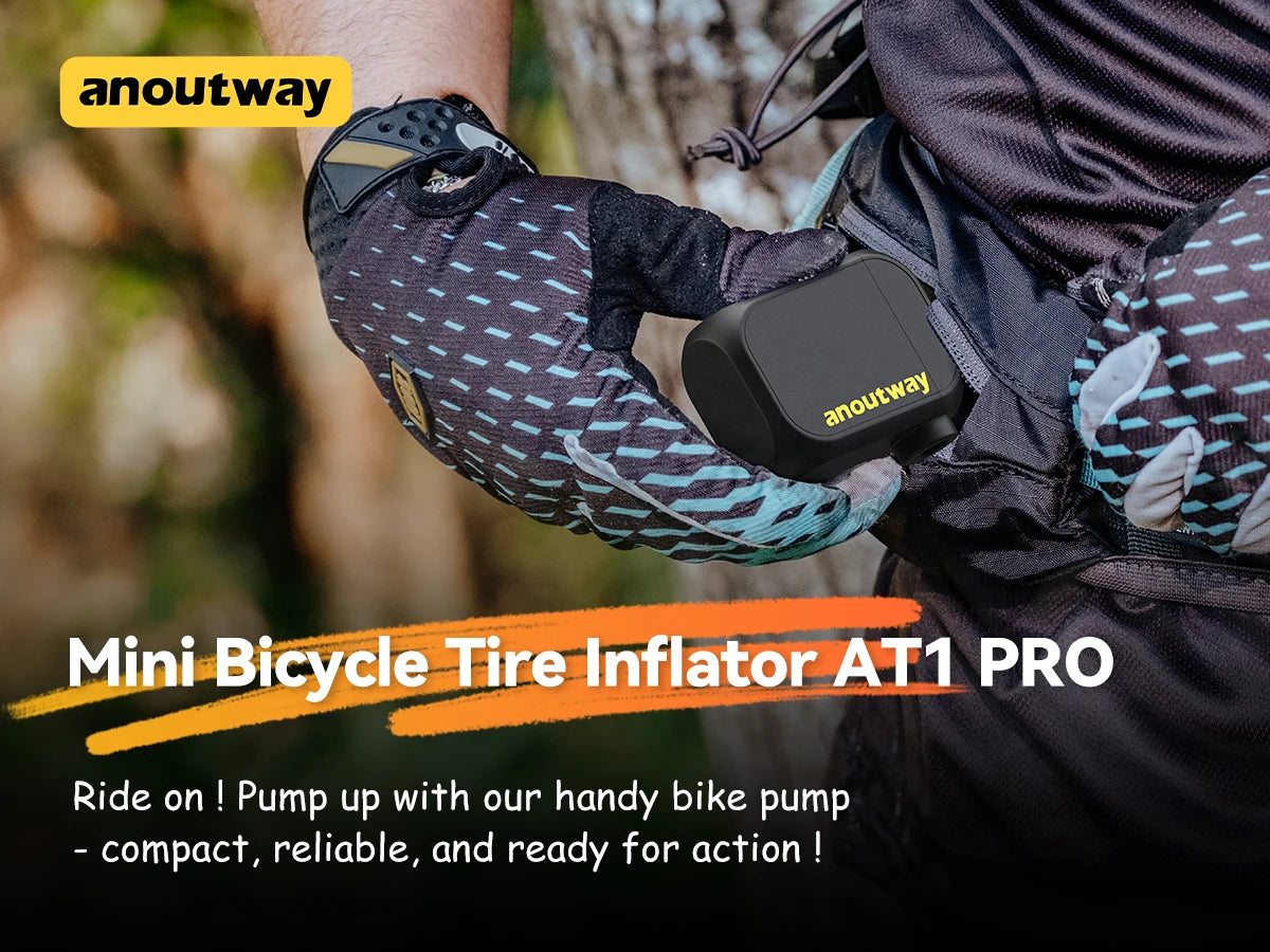Anoutway AT1 Pro Mini Electric Bike Tire Inflator 120PSI Cordless Pump with Digital Display & Type-C Fast Charging