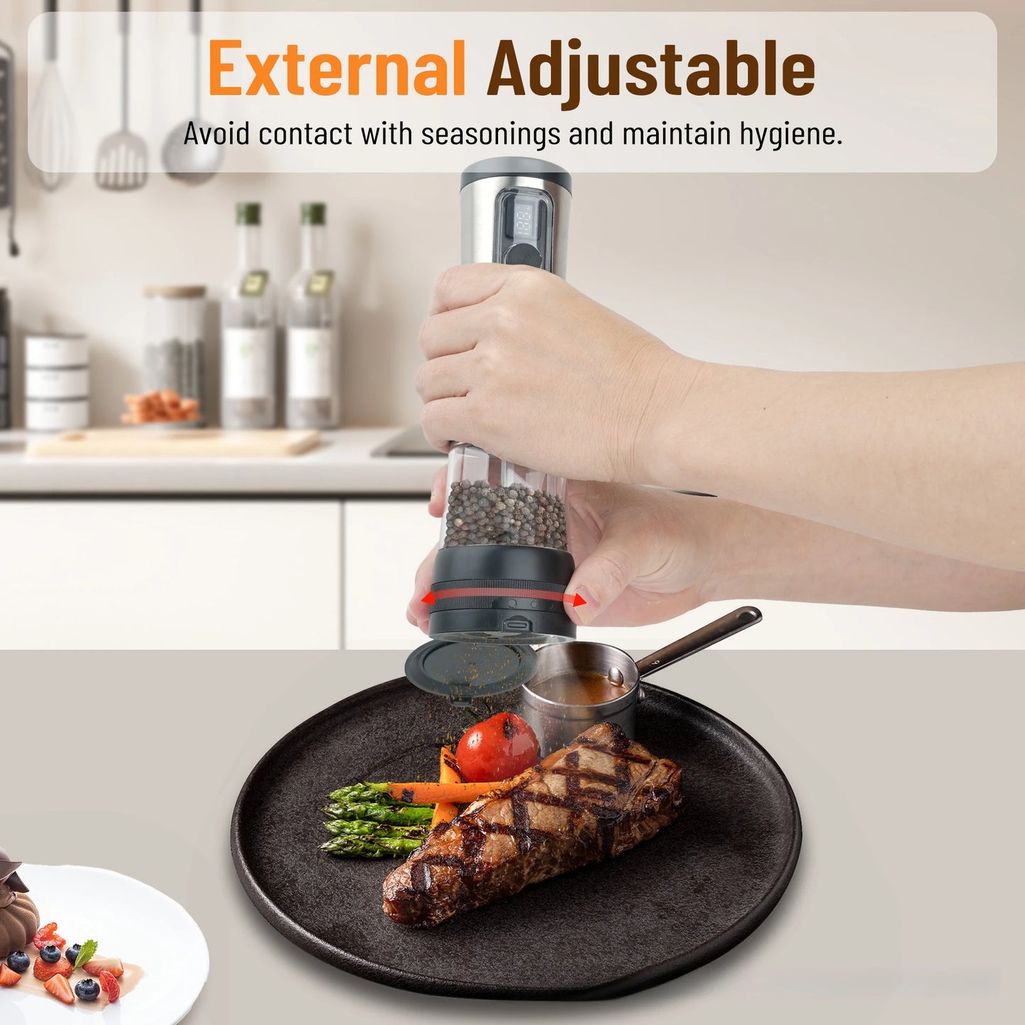 Electric Salt & Pepper Grinder – Stainless Steel Automatic Mill (mimo-26)
