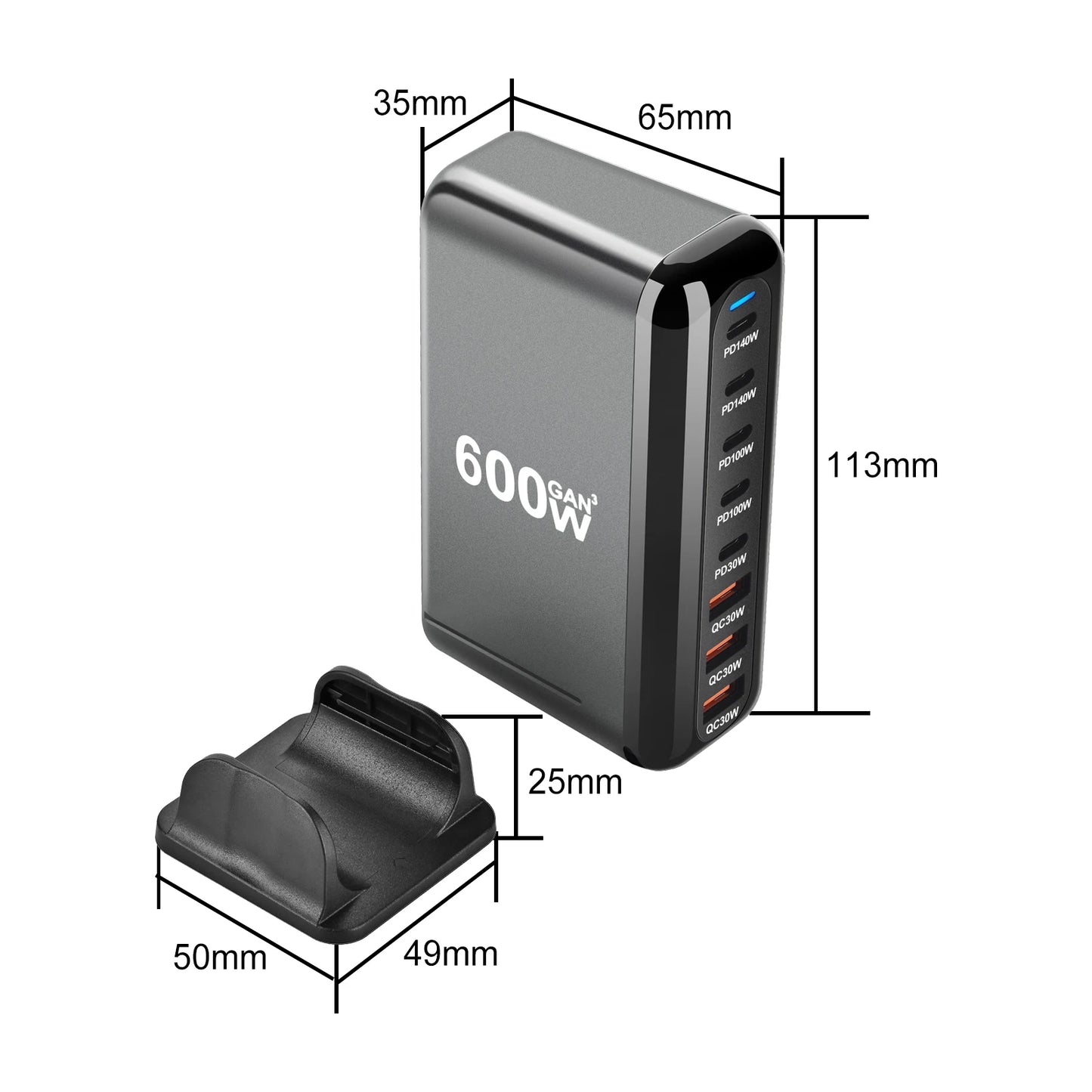 GaN Fast Charger 140W – USB-C PD 3.0 Multi-Port Desktop Charger