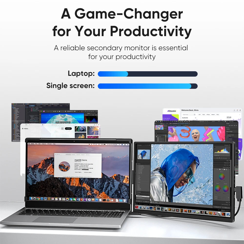 Dopesplay 14″ Dual Screen Laptop Extender | 1200P IPS 16:10 | USB-C Plug & Play | Portable Monitor