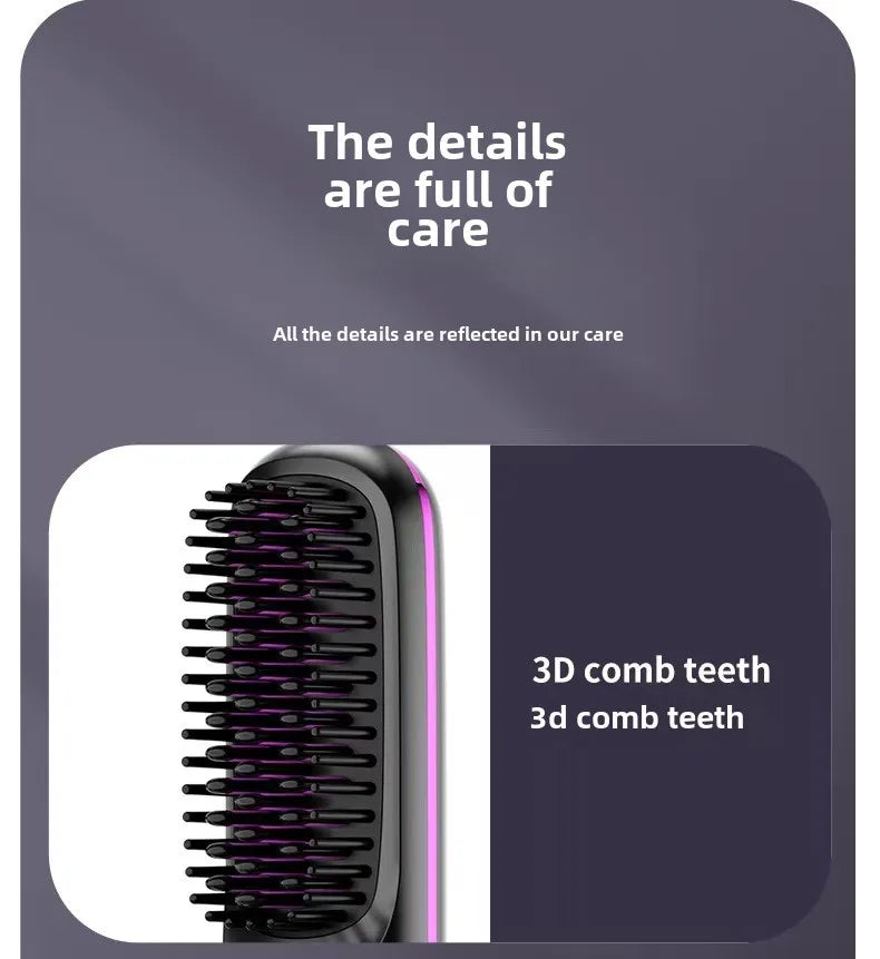 Cordless LCD Hair Straightener Comb – USB Rechargeable, Portable Anti-Scald Styling Brush