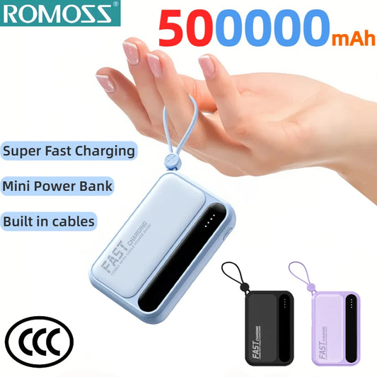 High-Capacity Power Bank 120W – Built-in 4 Cables, Digital Display (10000mAh / 30000mAh / 50000mAh)