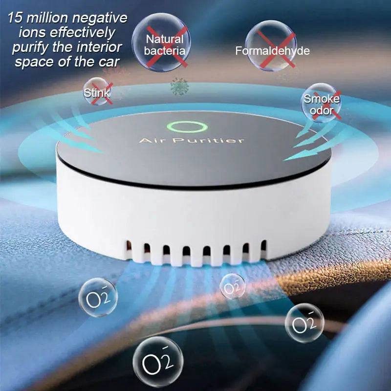 USB Air Purifier with 15 Million Negative Ions & Active Oxygen – Compact Deodorizer for Car & Small Spaces