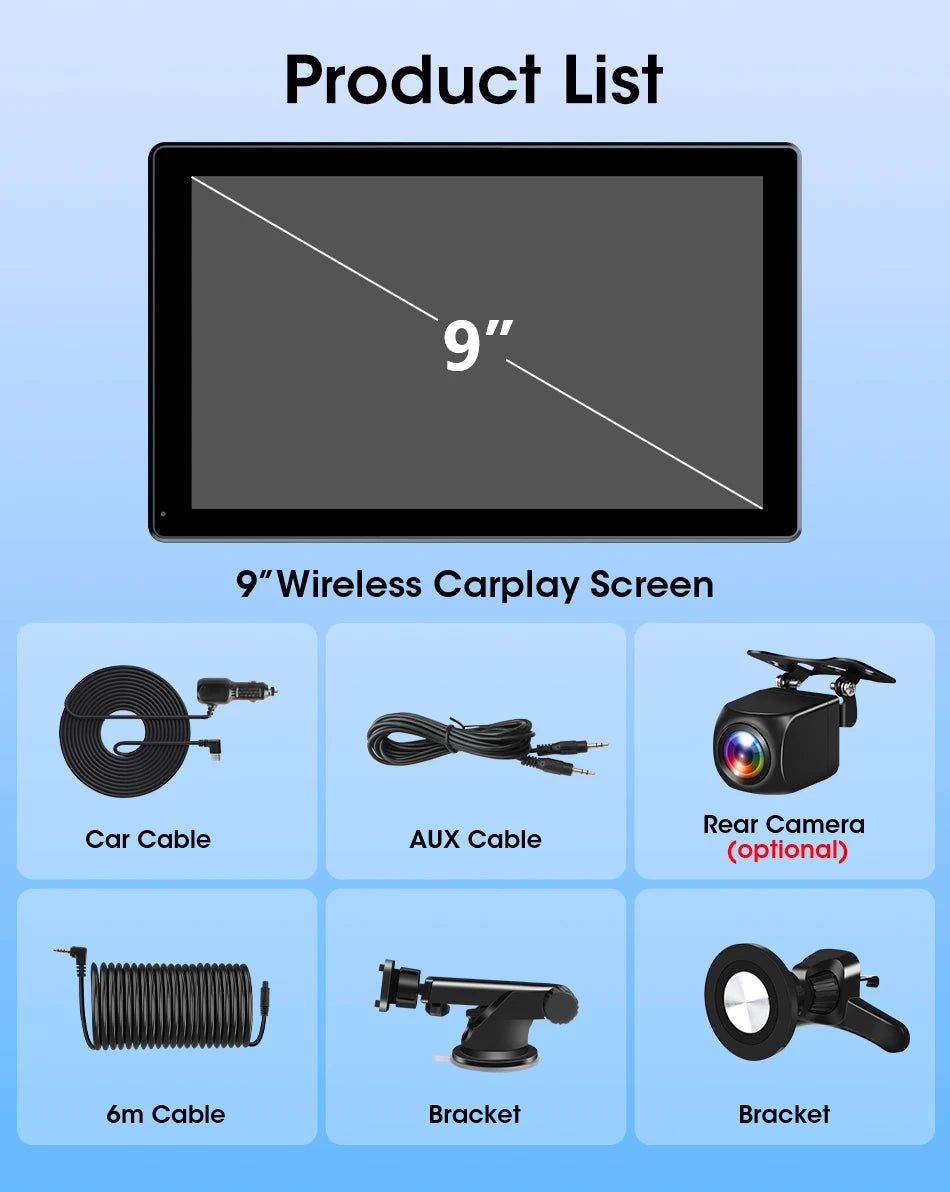 Jansite Smart Car Monitor with Wireless CarPlay & Android Auto – 7–9 Inch