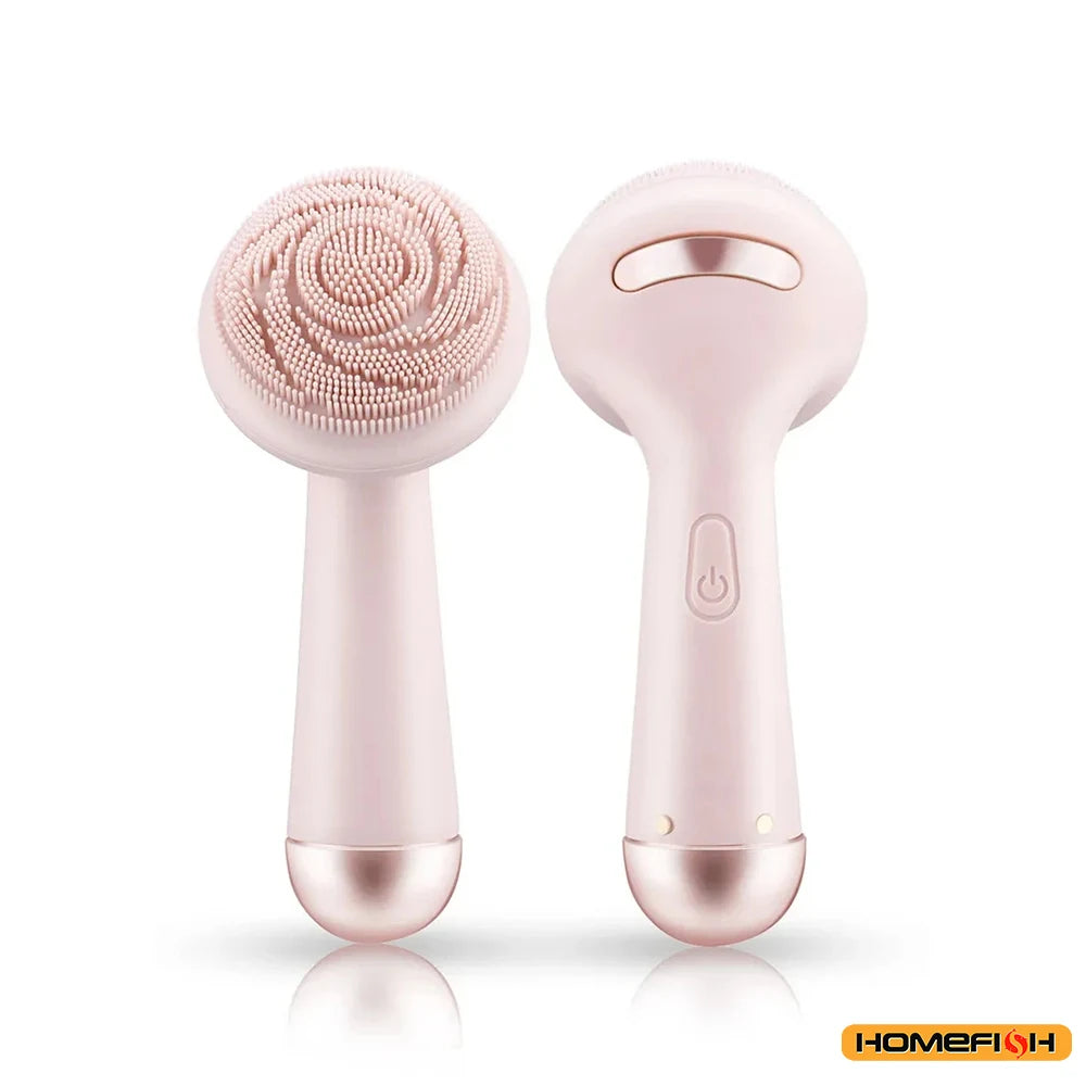 HOMEFISH Electric Facial Cleanser – Silicone Head, 4-Mode Vibration & Roller