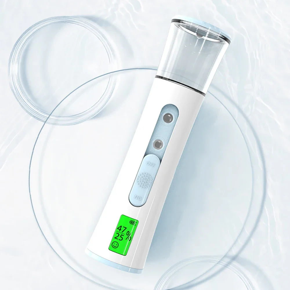 KEMOKO Handheld Nano Facial Sprayer – LED Display Cold Mist Moisturising Beauty Tool