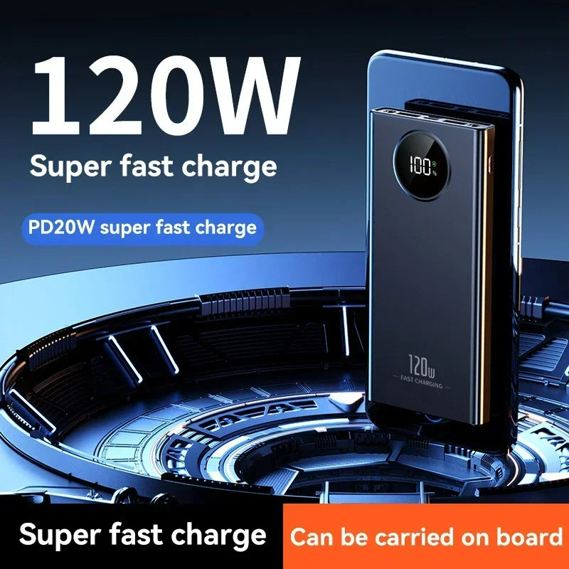 120W Ultra-High Capacity Power Bank 80000mAh – Fast Charging with Digital Display