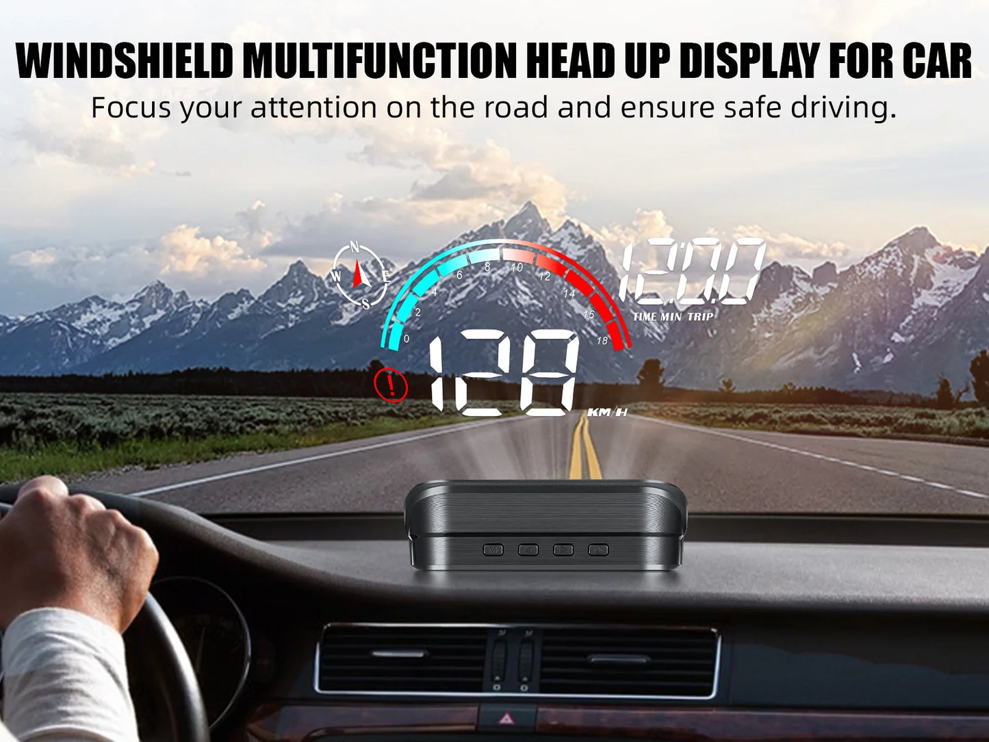 RYSJM Dual-Mode GPS & OBD Car Head-Up Display – Speed HUD with Compass, Large Font & Overspeed Alarm (Universal Fit