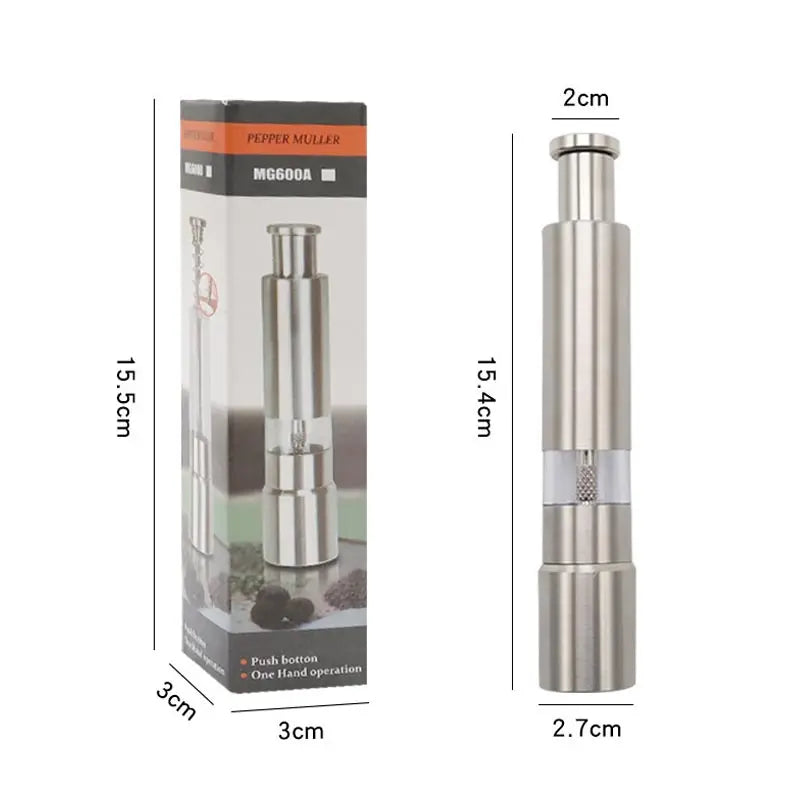 Stainless Steel Finger Salt & Pepper Grinder – Manual Thumb-Press Spice Mill (Eco-Friendly, No Battery)