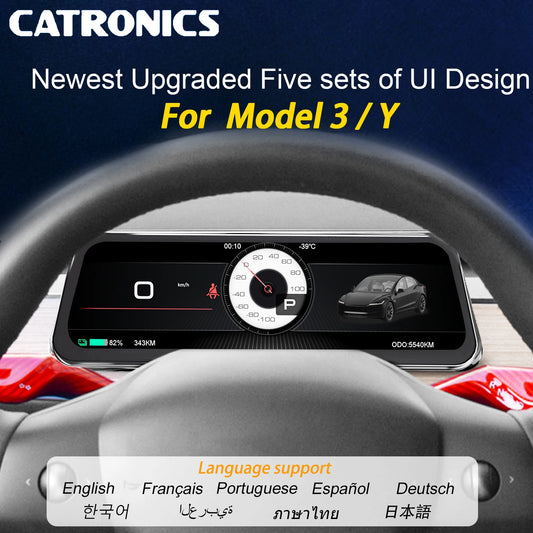 CATRONICS 9.6″ Tesla Head-Up Display – Linux Instrument Cluster with Wireless CarPlay & Android Auto (Model 3 & Y)