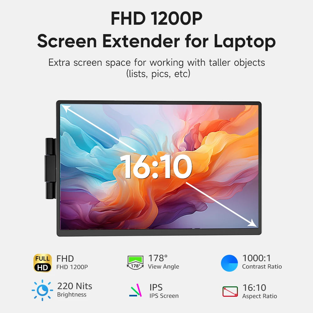 Dopesplay 14″ Dual Screen Laptop Extender | 1200P IPS 16:10 | USB-C Plug & Play | Portable Monitor